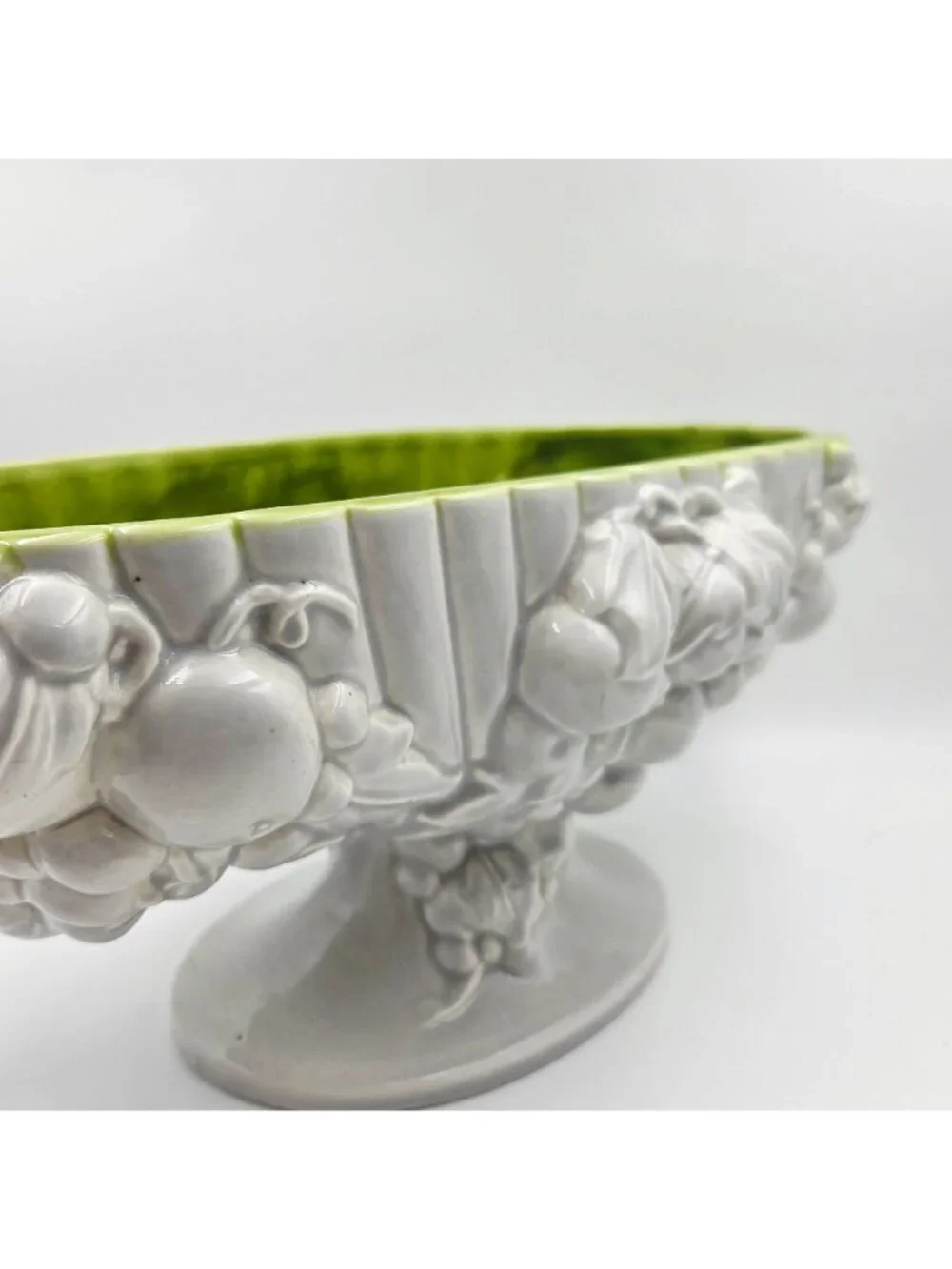 Royal Haegar R421 Paneled Grape Cluster Pedestal Bowl Chartreuse